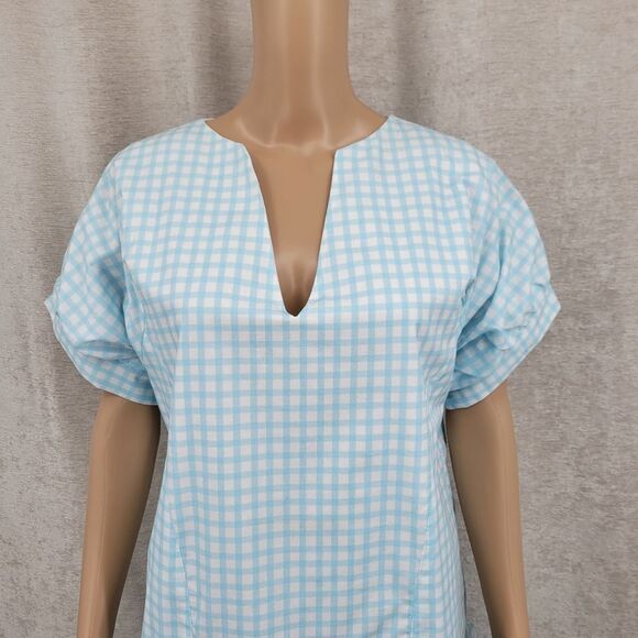 Brooke Wright Lucy Dress LIMITED COLLECTION Light Blue White Check Gingham - Picture 3 of 14